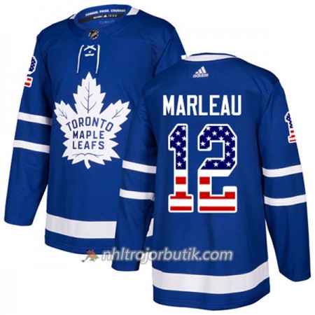 Män Ishockey Toronto Maple Leafs Tröja Patrick Marleau 12 Adidas 2017-2018 Blå USA Flag Fashion Authentic